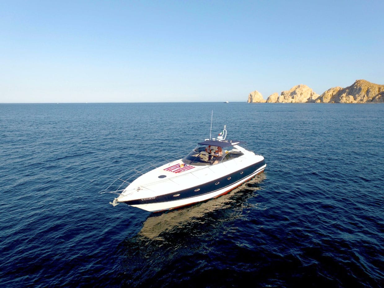 Luxury Sunseeker yacht used for sunset cruise from Hotel El Ganzo
