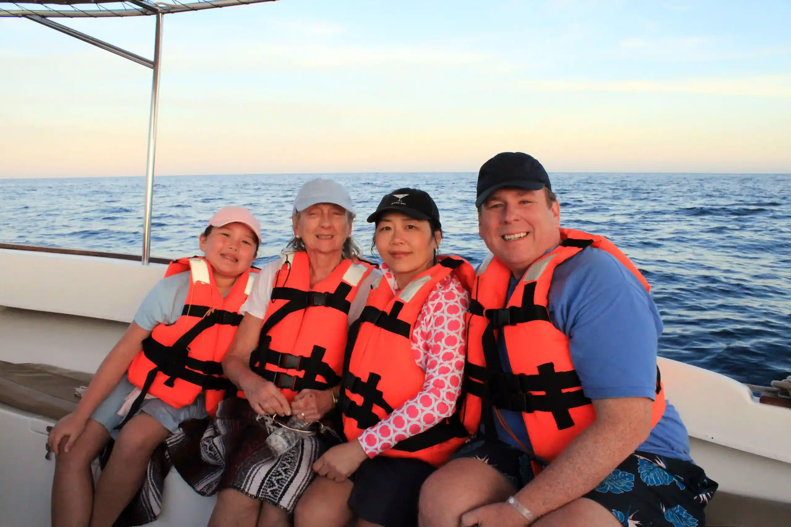 Family on private whale watching boat in Cabo Mexico - All ages